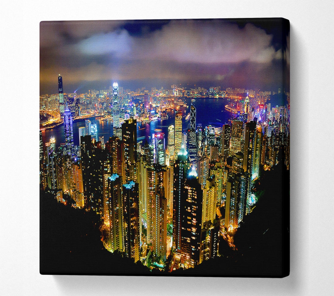  A Canvas Print of Hong Kong Night Light Canvas Wall Art