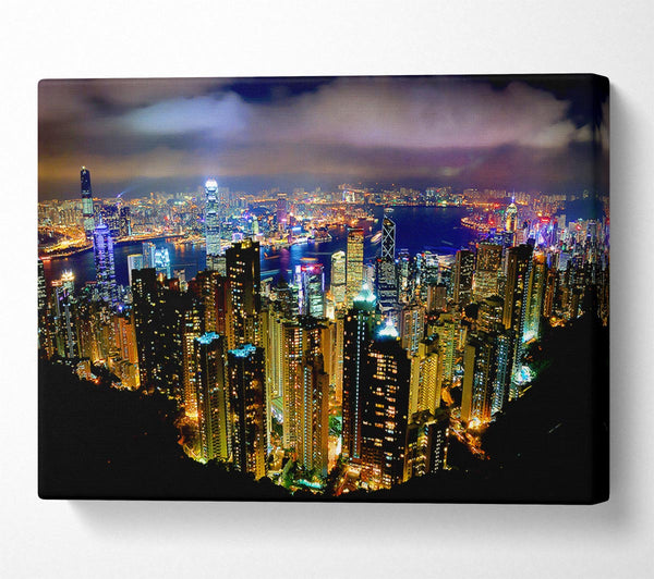  A Canvas Print of Hong Kong Night Light Canvas Wall Art
