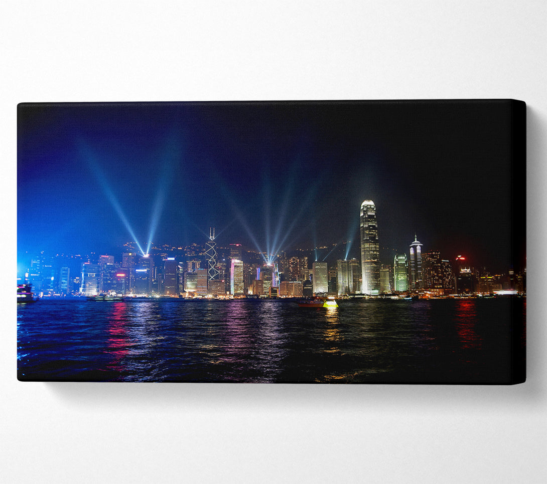  A Canvas Print of Hong Kong Strobe Light Reflections Canvas Art