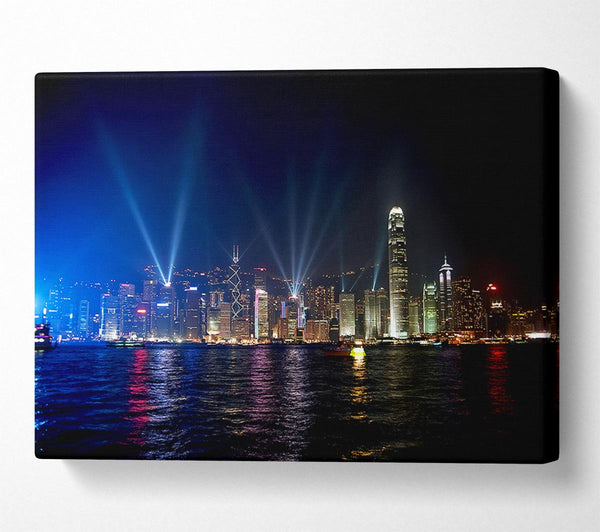  A Canvas Print of Hong Kong Strobe Light Reflections Canvas Art