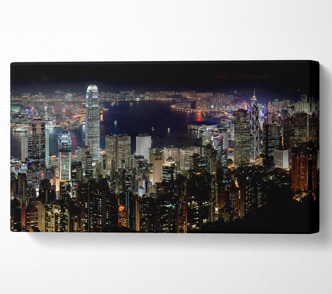  A Canvas Print of Hong Kong Waters At Night Canvas Wall Art