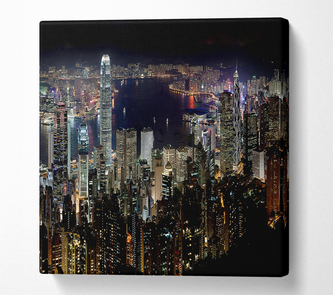  A Canvas Print of Hong Kong Waters At Night Canvas Wall Art