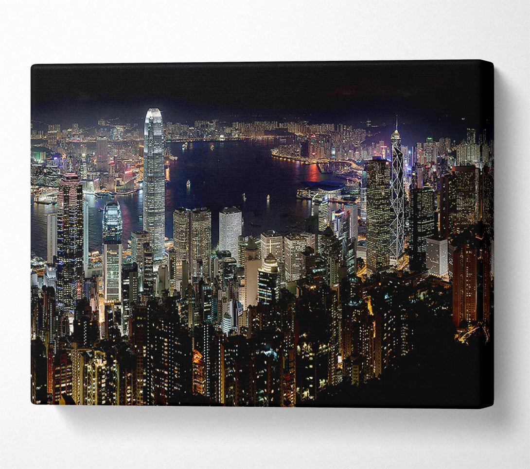  A Canvas Print of Hong Kong Waters At Night Canvas Wall Art
