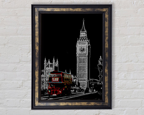 London Big Ben Red Bus Framed Print