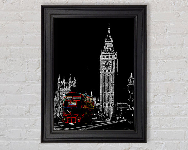London Big Ben Red Bus Framed Print