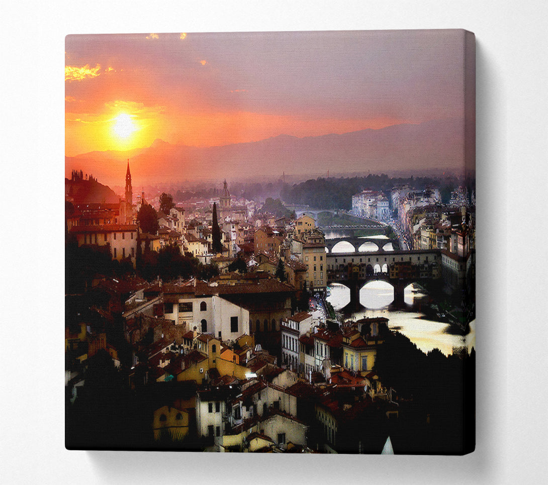  A Canvas Print of Italian Sunset Town Canvas Wall Art