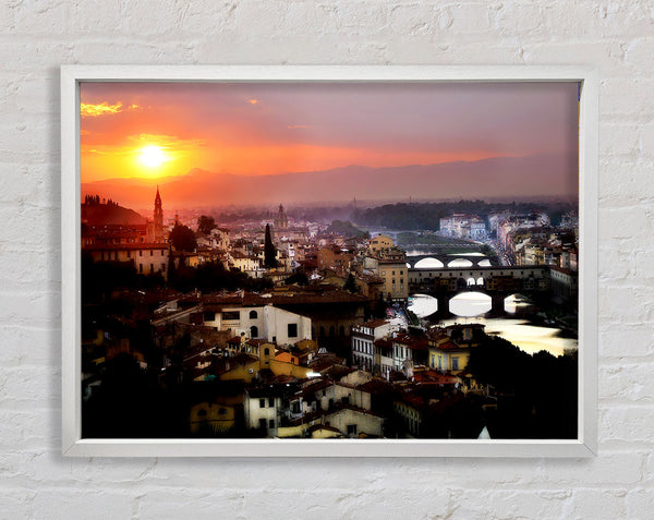 Italian Sunset Town Framed Print