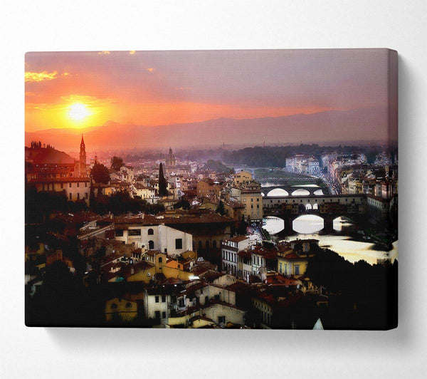  A Canvas Print of Italian Sunset Town Canvas Wall Art