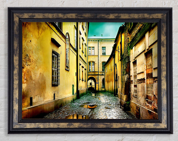 Italian Walkways Rain Framed Print