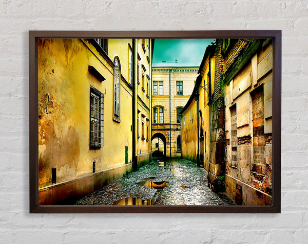Italian Walkways Rain Framed Print