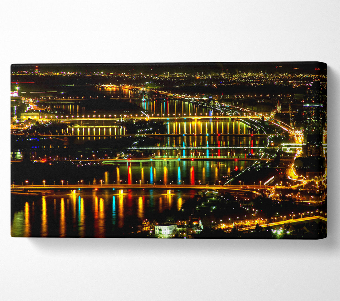  A Canvas Print of Lights At Danube Vienna Canvas Print