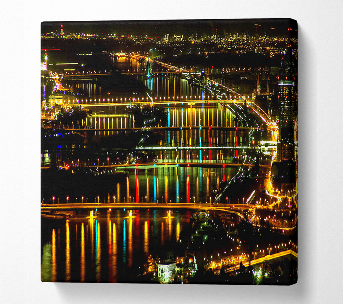  A Canvas Print of Lights At Danube Vienna Canvas Print