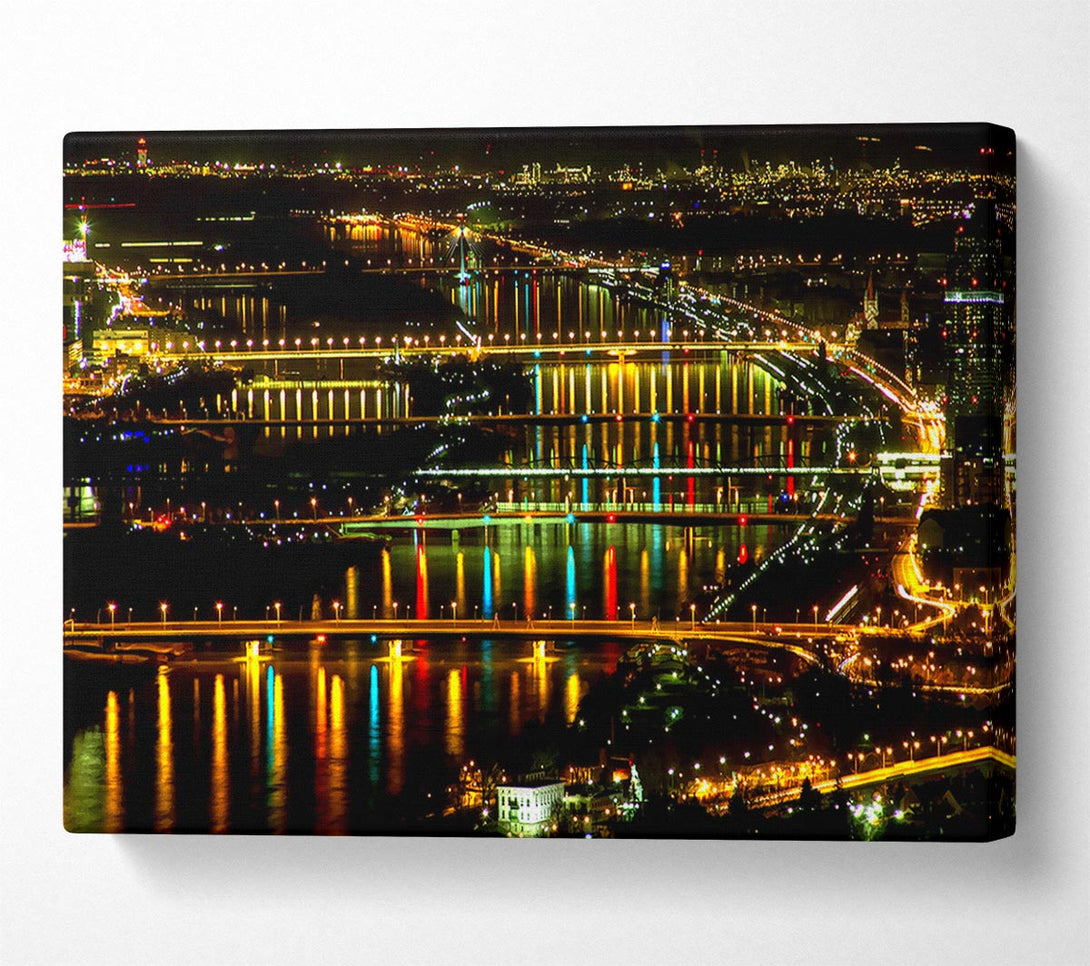  A Canvas Print of Lights At Danube Vienna Canvas Print