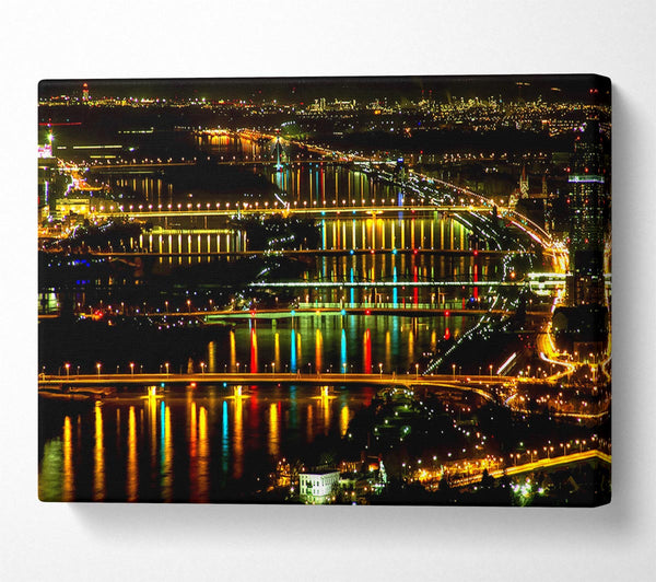  A Canvas Print of Lights At Danube Vienna Canvas Print