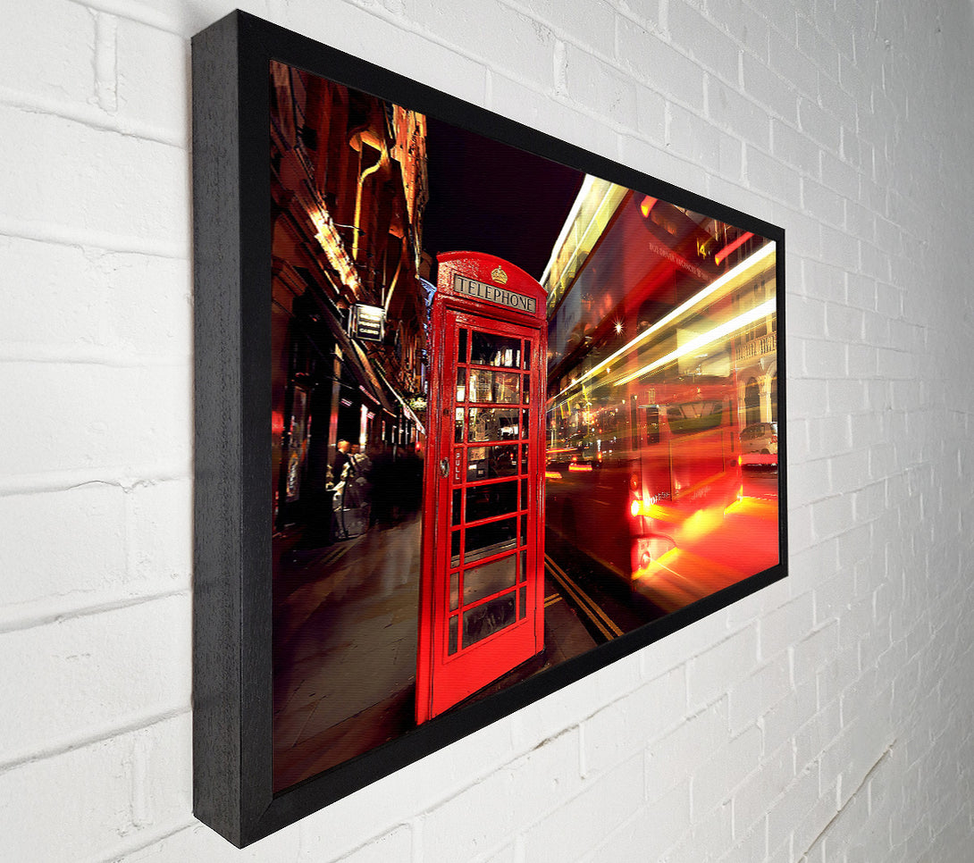  A Canvas Print of London Red Night Bus Blur Canvas Wall Art