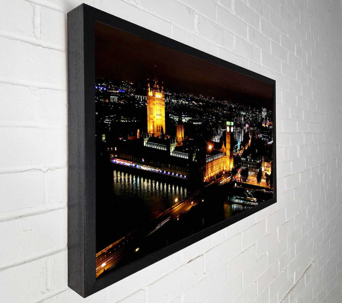  A Canvas Print of London Ariel View Night Lights Canvas Wall Art