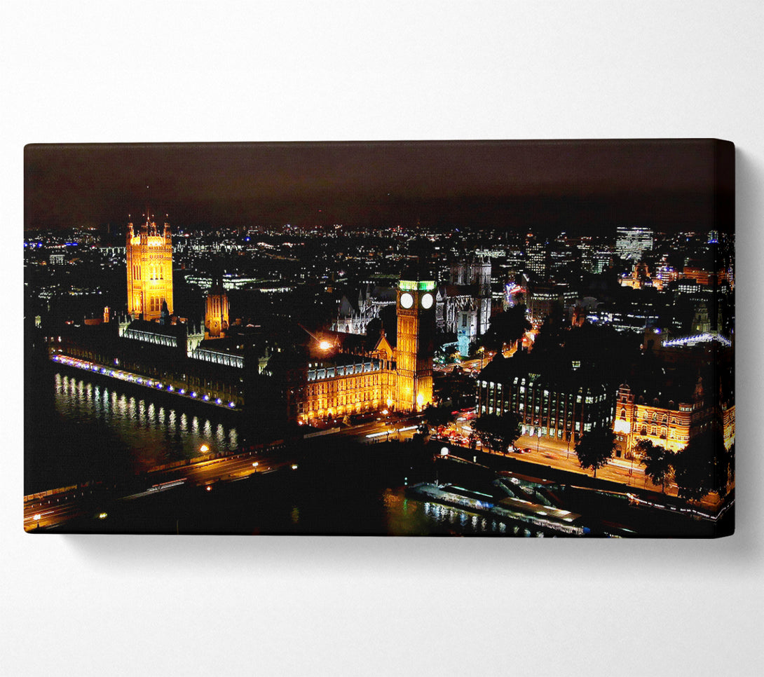  A Canvas Print of London Ariel View Night Lights Canvas Wall Art