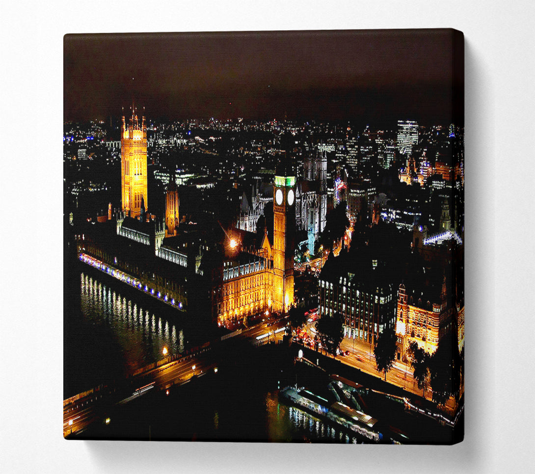  A Canvas Print of London Ariel View Night Lights Canvas Wall Art