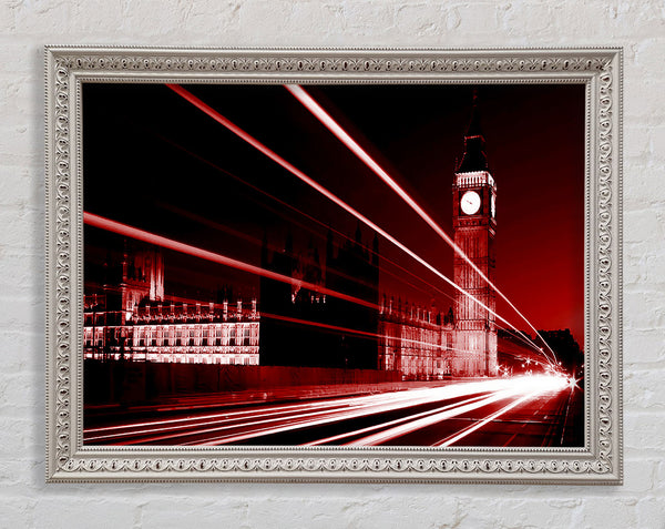 London Big Ben City Lights Red Framed Print
