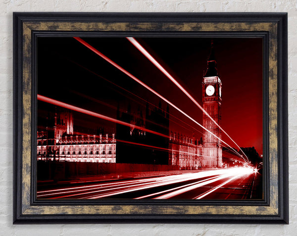 London Big Ben City Lights Red Framed Print