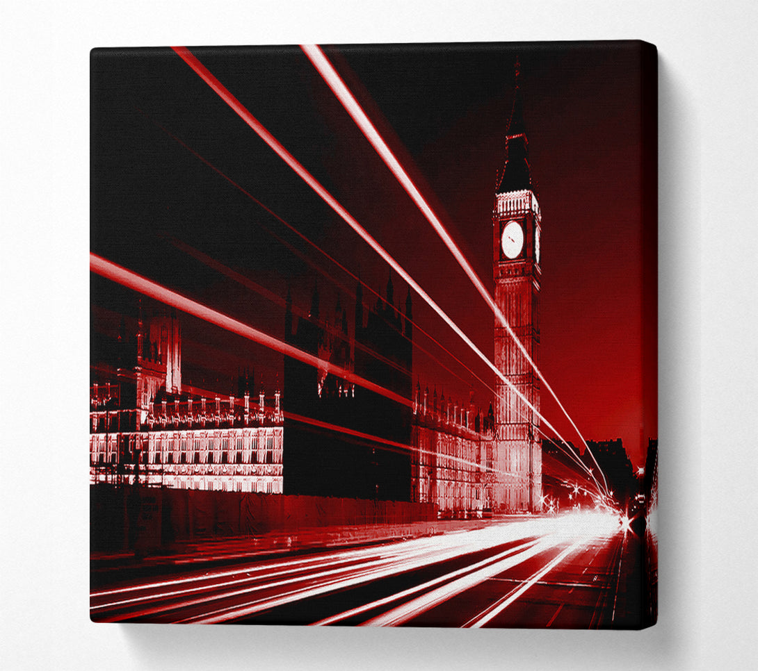  A Canvas Print of London Big Ben City Lights Red Canvas Art