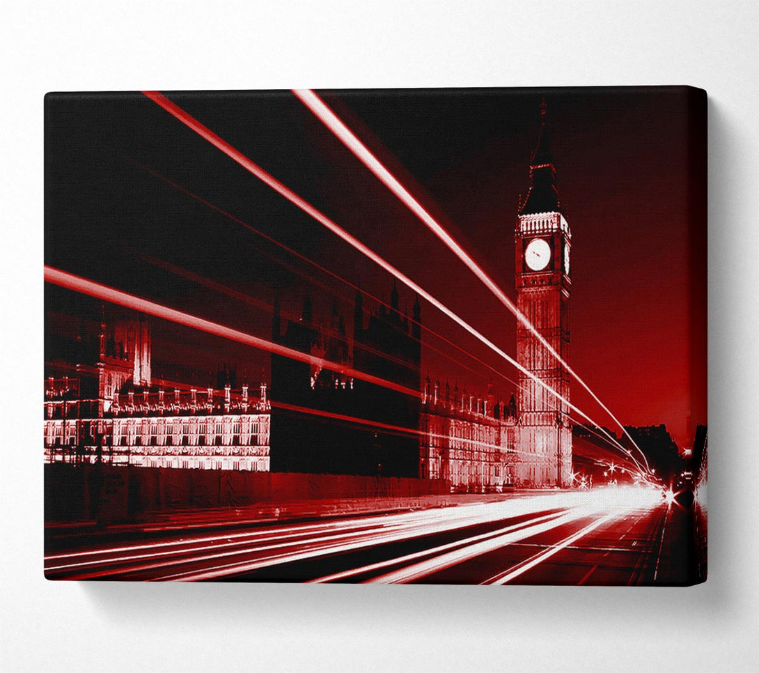  A Canvas Print of London Big Ben City Lights Red Canvas Art