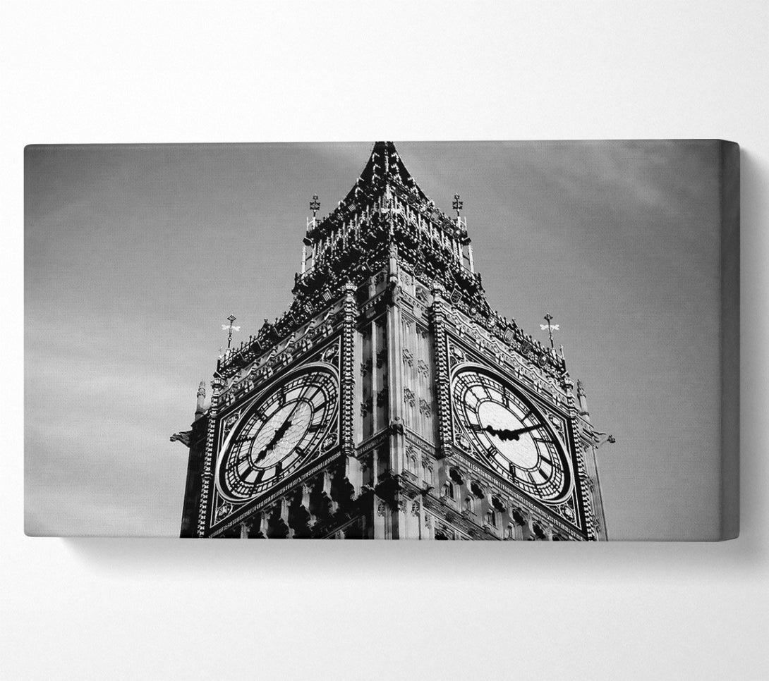  A Canvas Print of London Big Ben Close-Up B n W Canvas Art