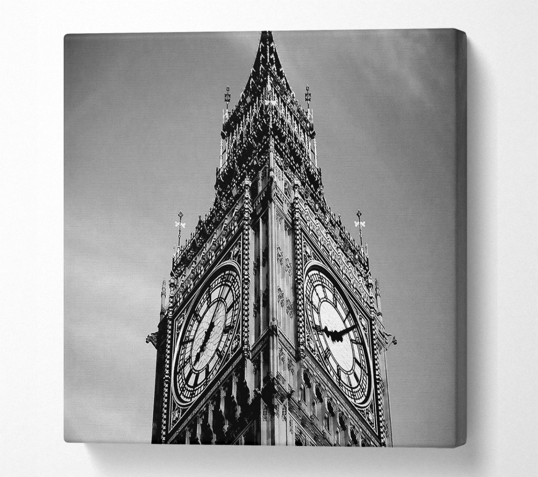  A Canvas Print of London Big Ben Close-Up B n W Canvas Art