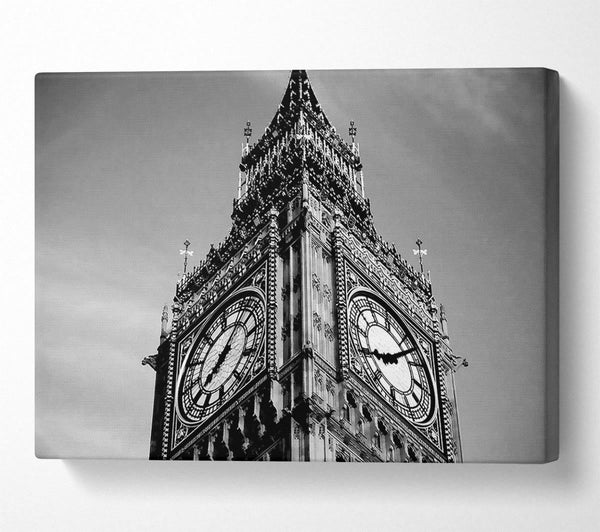  A Canvas Print of London Big Ben Close-Up B n W Canvas Art