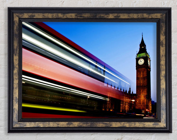 London Big Ben Double Decker Bus Framed Print