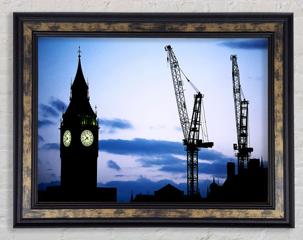 London Big Ben Lilac Night Skys Framed Print