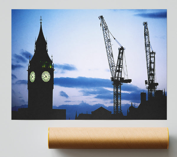 London Big Ben Lilac Night Skys Giclee Print