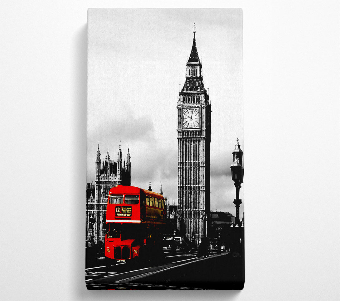  A Canvas Print of London Big Ben Red Bus B n W Canvas Print