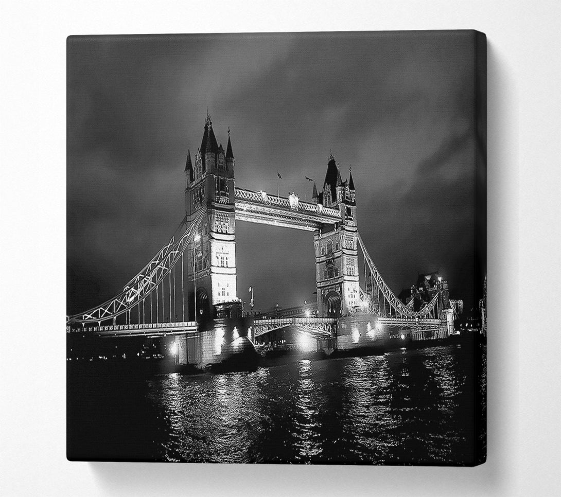  A Canvas Print of London Bridge At Night B n W Canvas Print
