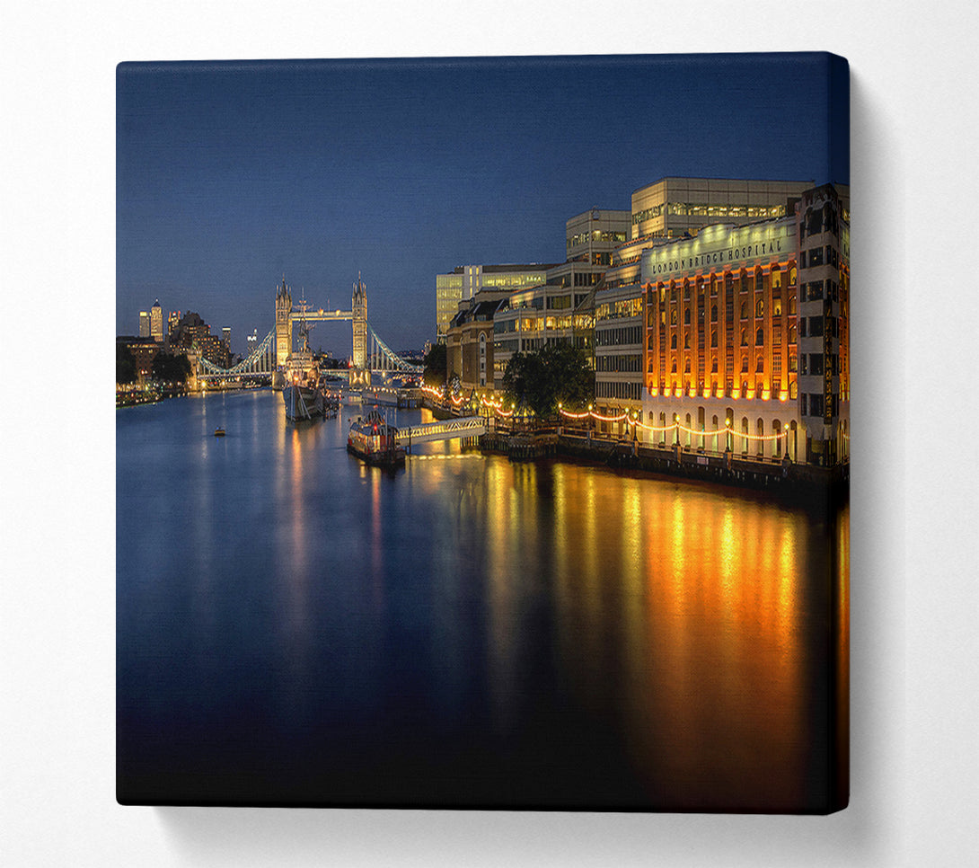  A Canvas Print of London Bridge Hospital At Night Canvas Art