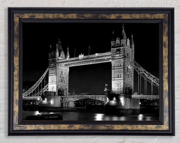 London Bridge Retro B n W Framed Print