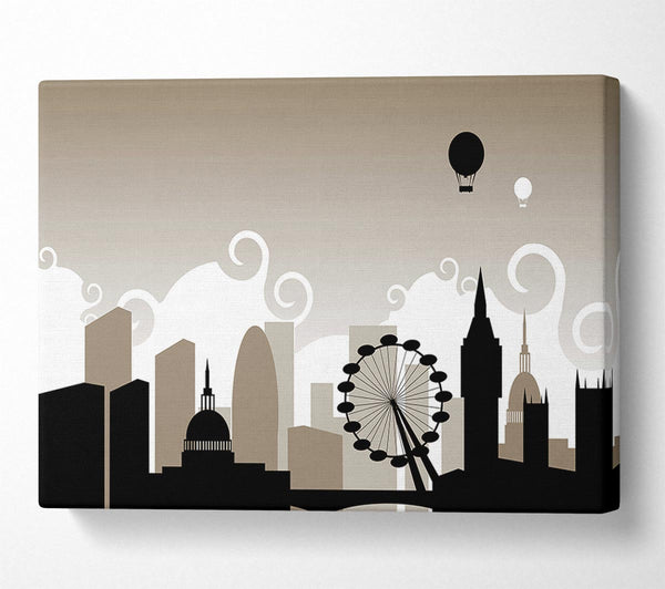  A Canvas Print of London City Outline Beige Canvas Art