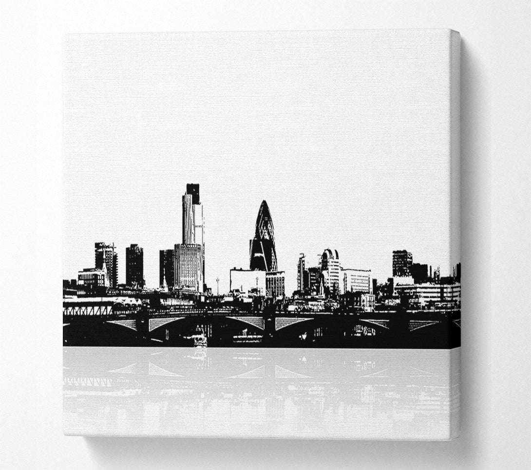  A Canvas Print of London City Waters B n W Canvas Wall Art