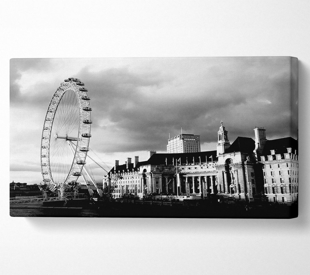  A Canvas Print of London Eye Clouds B n W Canvas Art