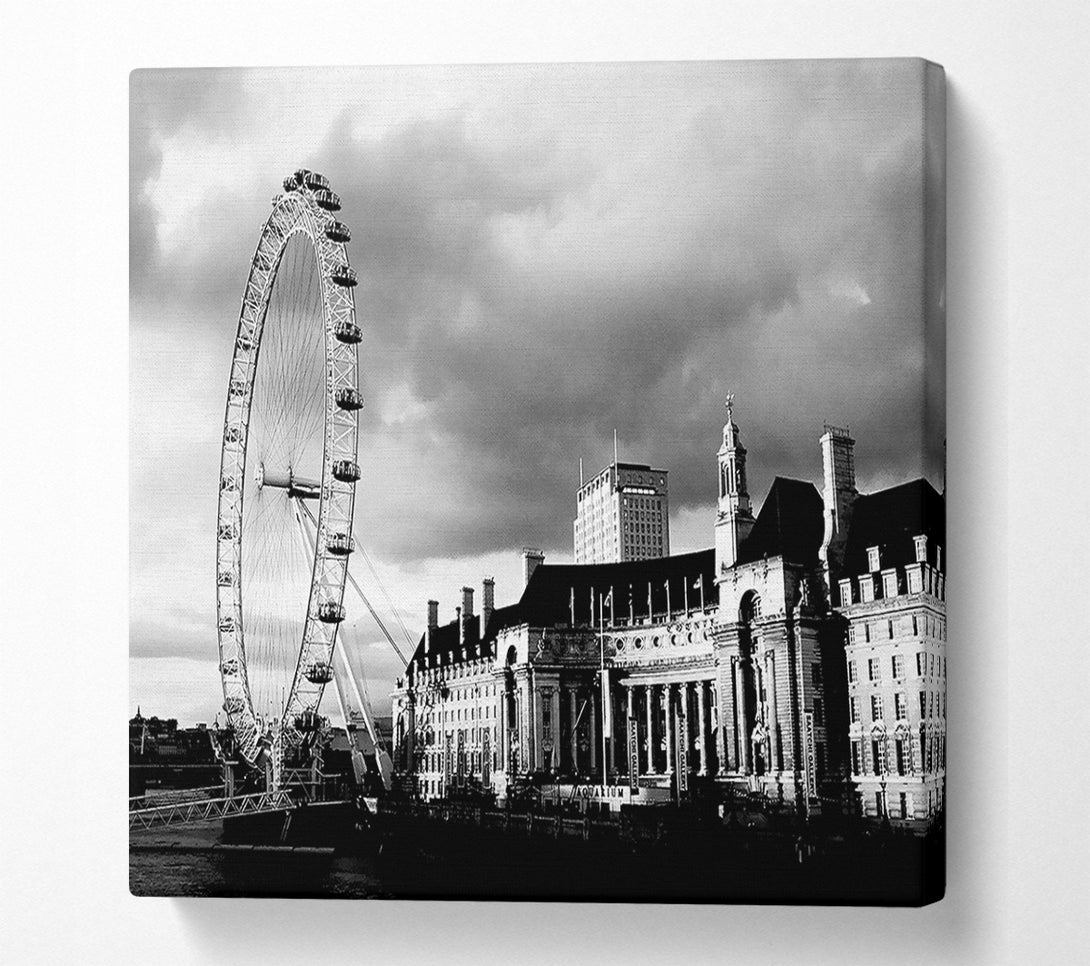  A Canvas Print of London Eye Clouds B n W Canvas Art