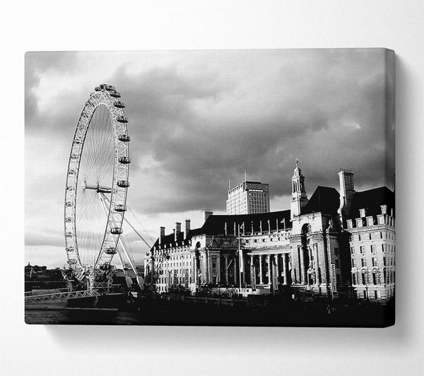  A Canvas Print of London Eye Clouds B n W Canvas Art