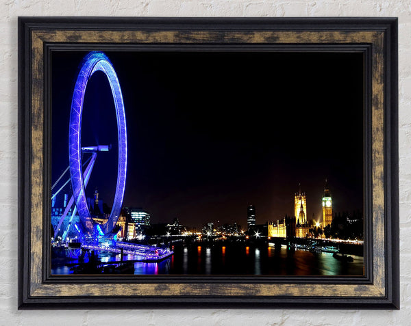 London Eye Blue Uk Framed Print