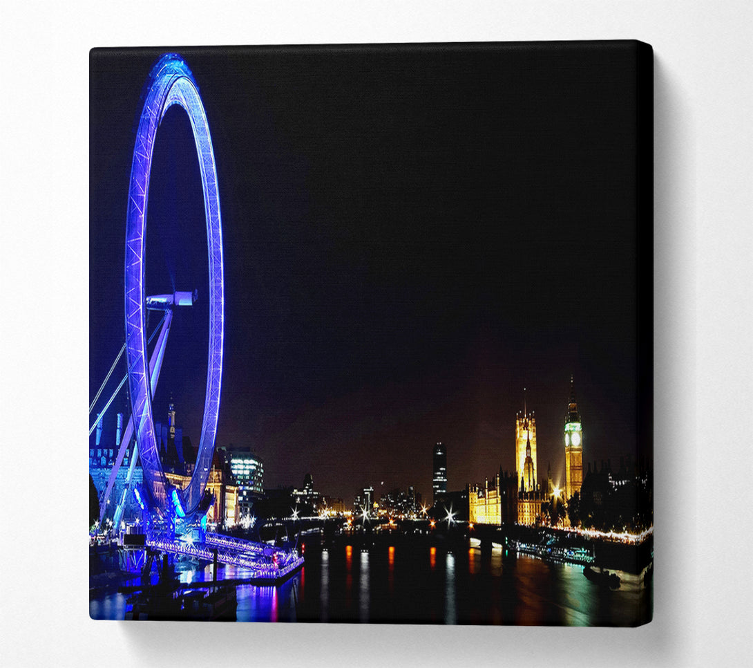  A Canvas Print of London Eye Blue Uk Canvas Print