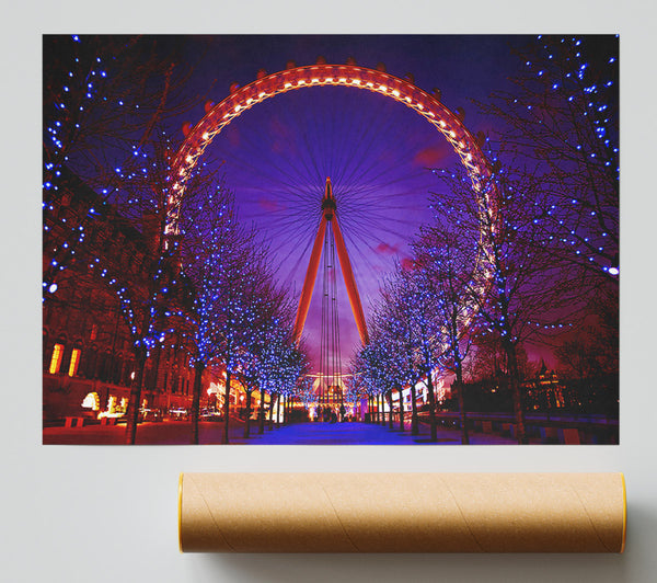 London Eye Night Lights Giclee Print