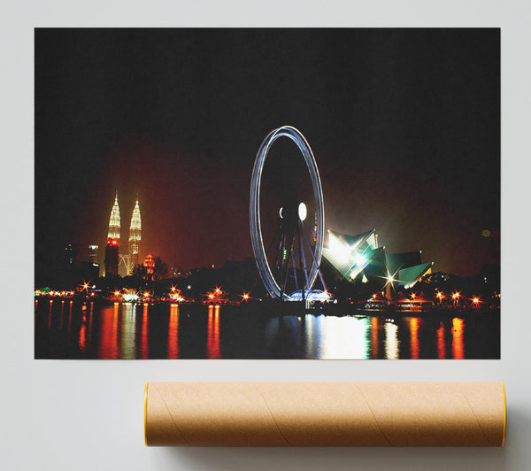 London Eye Over The Thames Poster