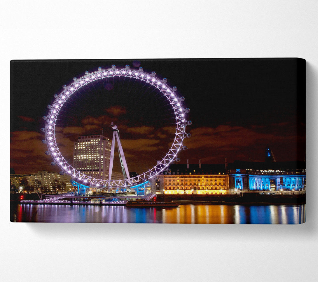  A Canvas Print of London Eye Water Lights Canvas Print