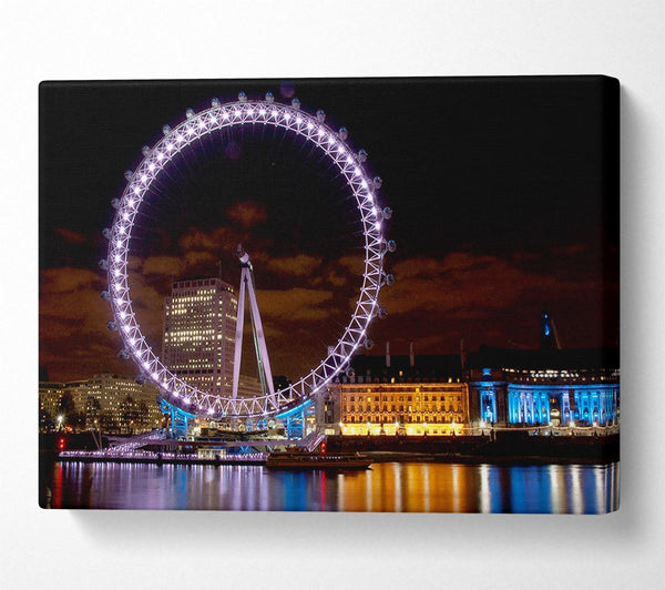  A Canvas Print of London Eye Water Lights Canvas Print