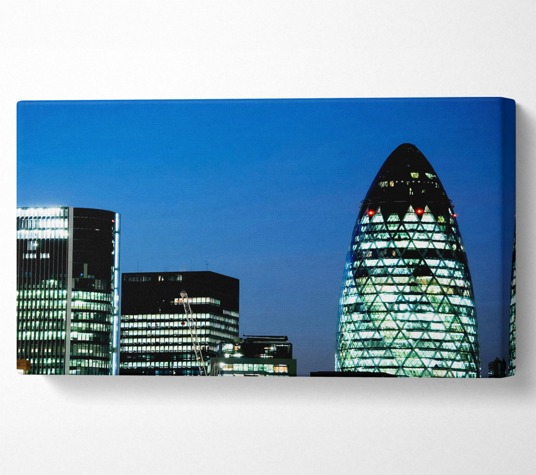  A Canvas Print of London Gherkin Night Lights Canvas Wall Art