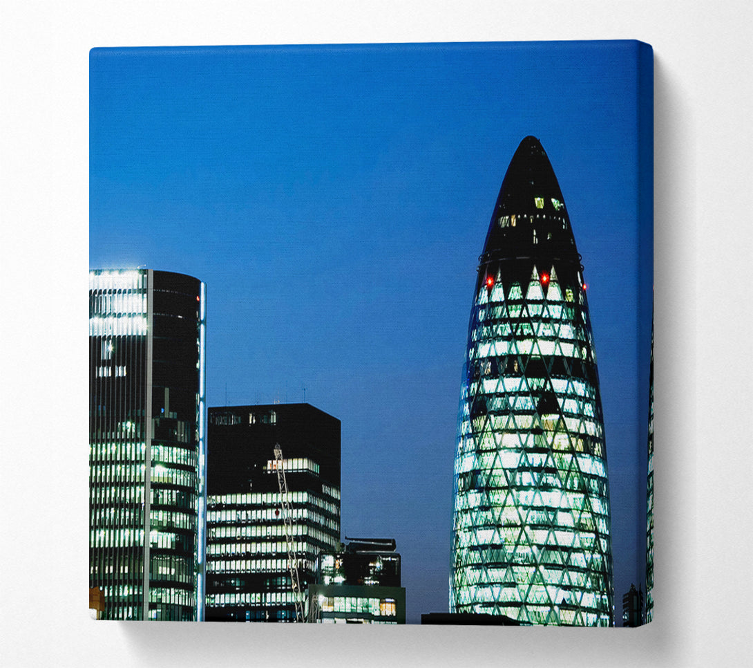  A Canvas Print of London Gherkin Night Lights Canvas Wall Art