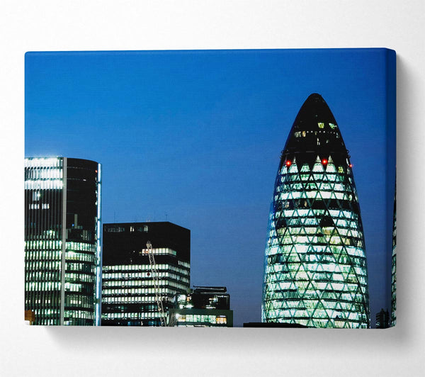 A Canvas Print of London Gherkin Night Lights Canvas Wall Art